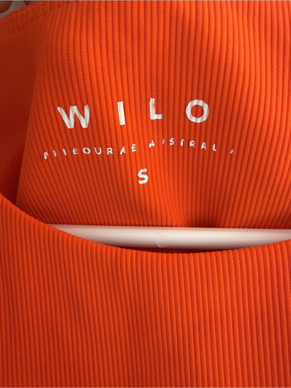Wilo The Label Contra Ribbed Sports Bra Orange & Navy - Size S - Picture 2 of 3